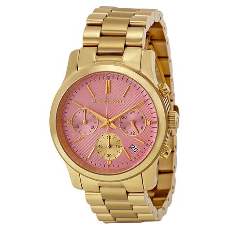 michael kors runway gold-tone watch store style mk6161|Michael Kors Runway Pink Dial Gold.